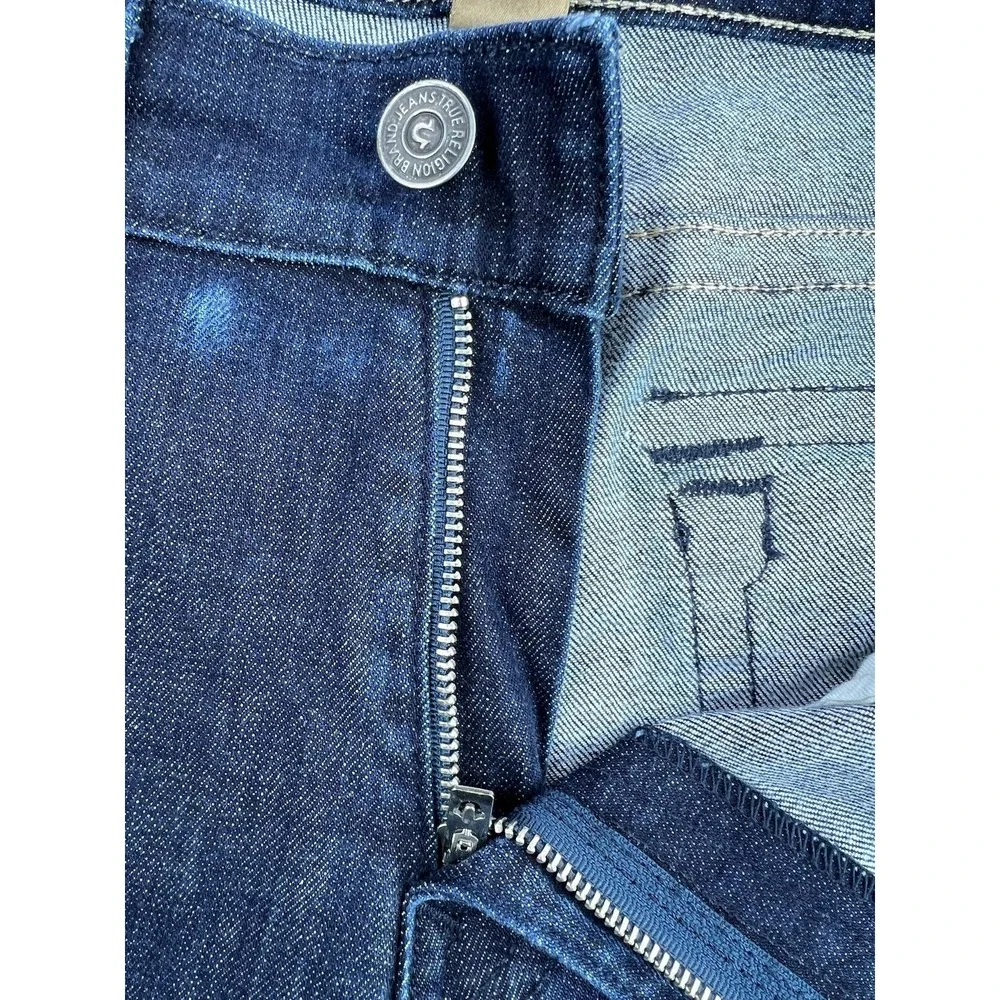 True Religion Ricky Relaxed Straight Jeans Mens 36x26 Blue Stretch Denim USA